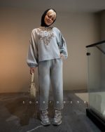 ست  شومیز شلوار گلدوزی زارا - تصویر 2