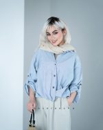 شومیز گره ای راه راه ترک