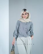 شومیز گره ای راه راه ترک - تصویر 4