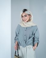 شومیز گره ای راه راه ترک - تصویر 3
