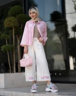 ست شومیز کنفی و شلوار واید LV - تصویر 10