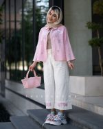 ست شومیز کنفی و شلوار واید LV - تصویر 3
