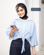 شومیز گره ای راه راه - تصویر 4